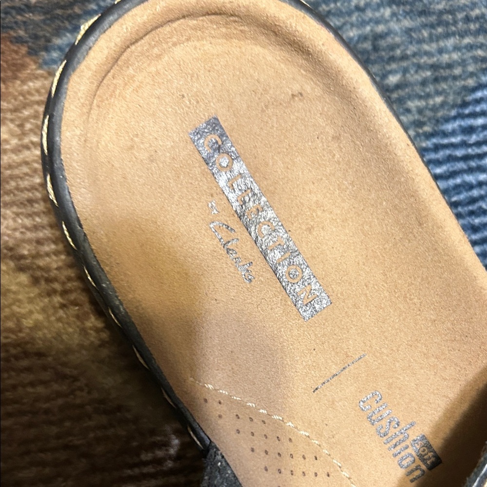 Clarks Black and Brown Strappy Sandals - Picture 2 of 8